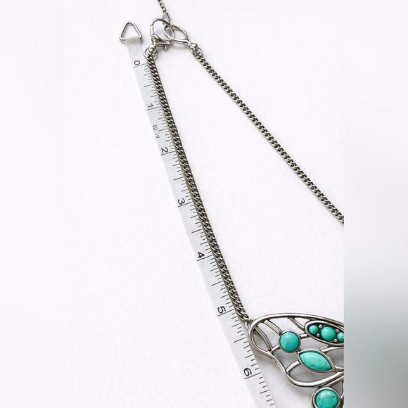 🦋 Fossil - Turquoise Butterfly Statement Necklace Silver Tone Boho Western - Picture 3 of 4